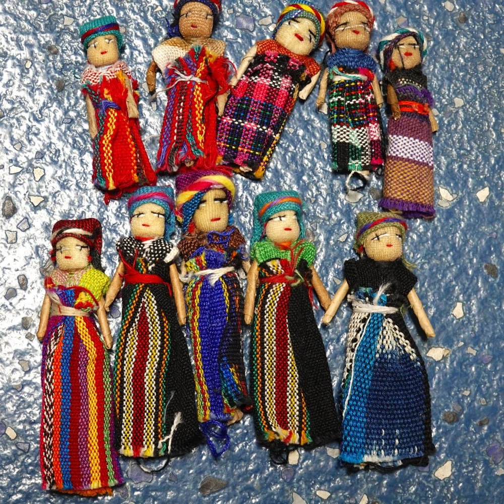 12 Super Cute Worry Dolls Guatemala, worry doll. 2 sizes!